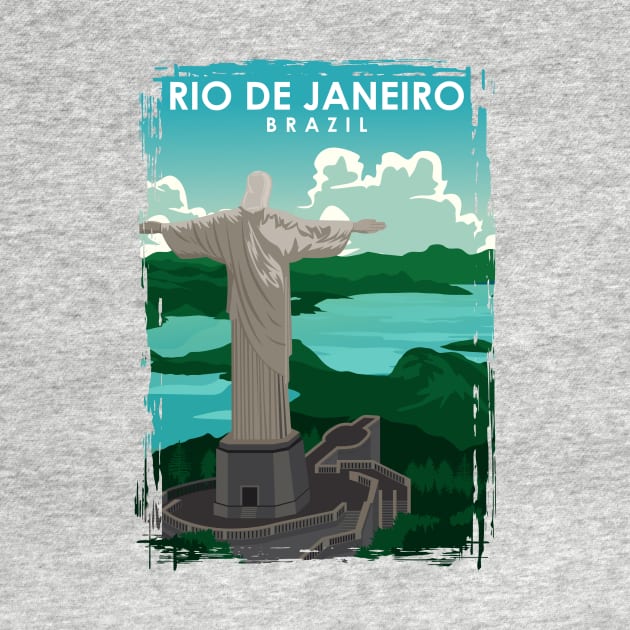 Rio De Janeiro Travel Poster in a vintage and minimal style. by jornvanhezik